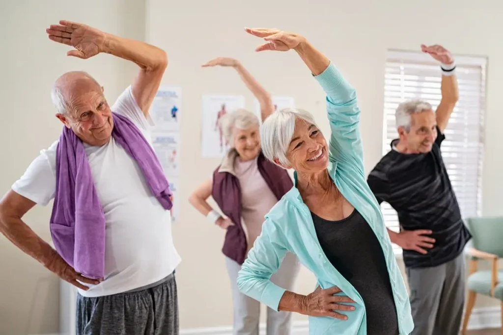Services 1 elder people practice yoga in daycare